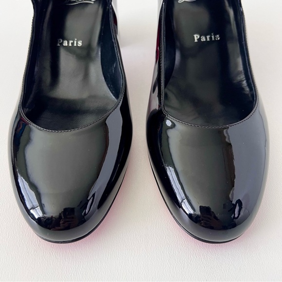 CHRISTIAN LOUBOUTIN || Miss Jane 55 Black Patent Pumps EU 38.5 - Picture 4 of 11